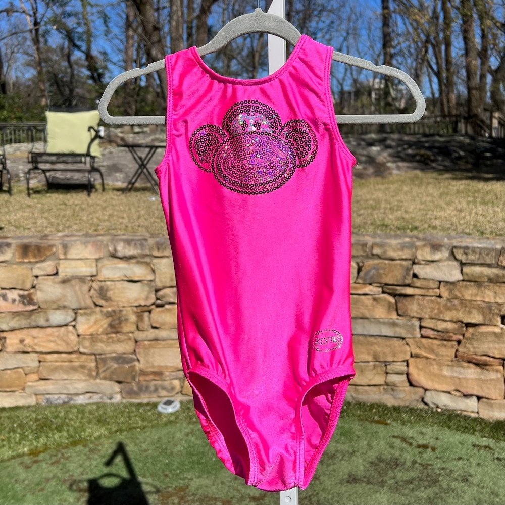 OZONE  Hot Pink Leotard with Sequin Monkey Face